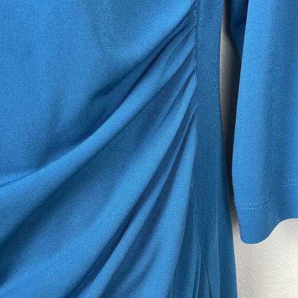 Tahari Arthur S. Levine Teal Jersey Drape Shift Dress Size 14 Career Workwear - Picture 4 of 7